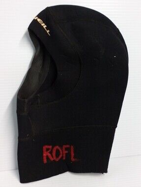 O'Neill Black Neoprene Surf Hood with Red ROFL Accent